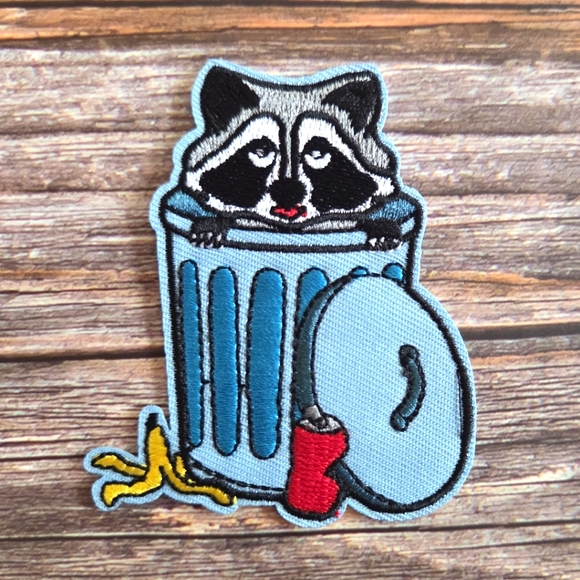 Trash Panda Racoon Loving Garbage Day Funny Y2k Style Iron On Patch - Picture 1 of 2